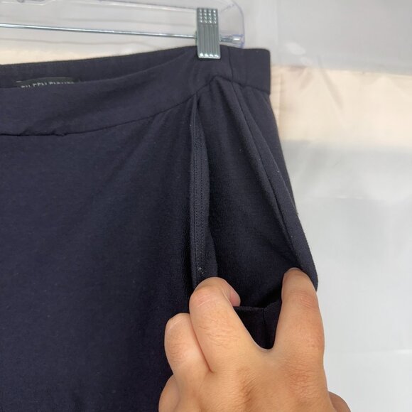 Eileen Fisher Women 12 Wide Leg Pant Cropped Navy Blue Minimalist Closet Staple - Picture 2 of 10